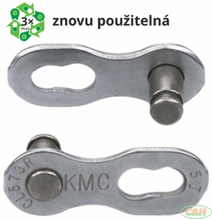 spojka řetězu KMC 7/8R EPT povrch, šedý 7,3 mm, 2 ks na blistru, cena za balení